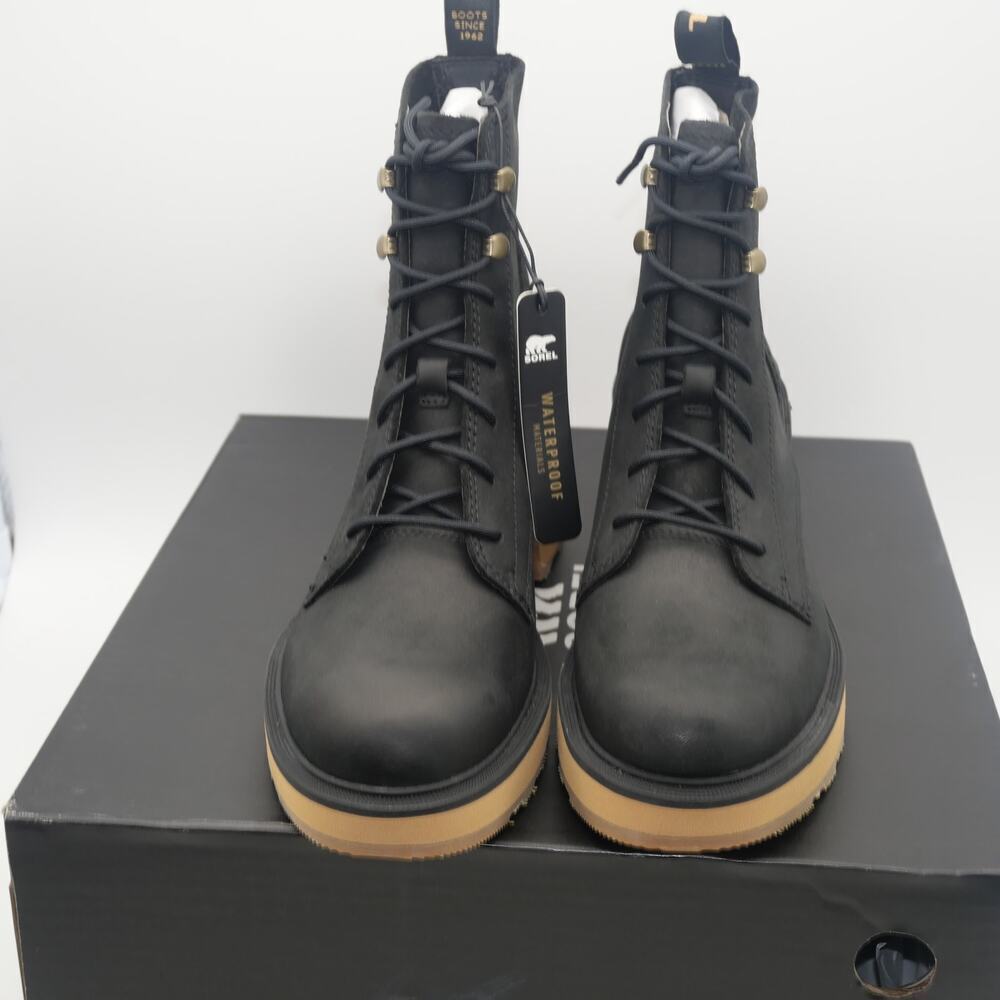 NEW Sorel Hi-Line Heel Lace Boots Women's 5 Waterproof Booties Black - Picture 8 of 12